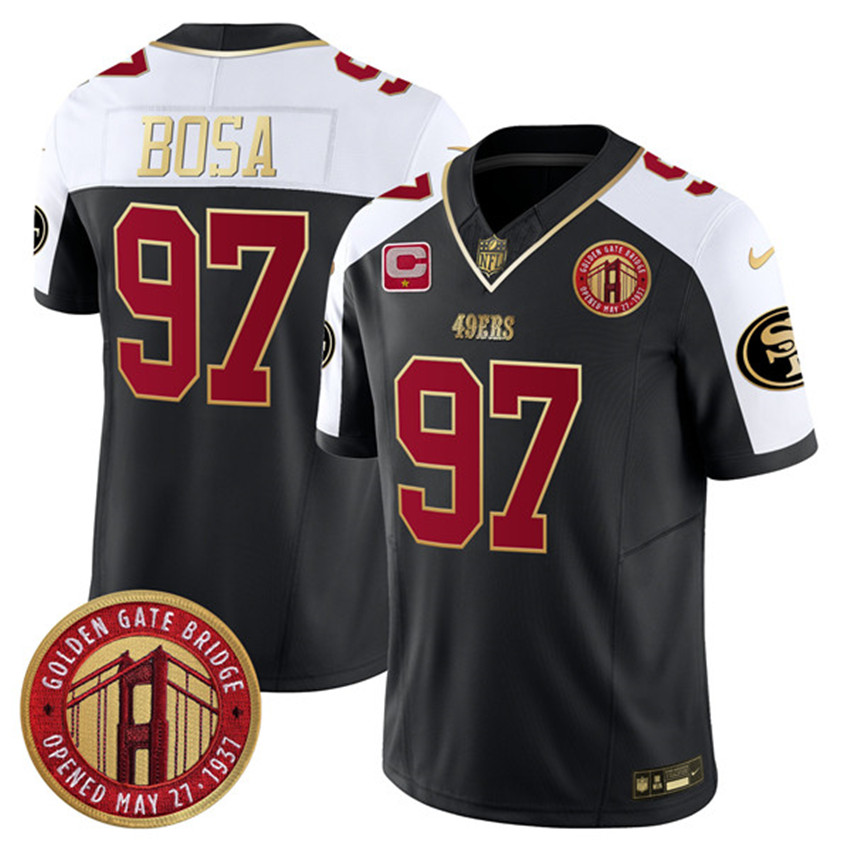 Men's Balck San Francisco 49ers #97 Nick Bosa F.U.S.E. Golden Gate Bridge With 1-Star C Patch Alternate Vapor Limited Stitched Football Jersey